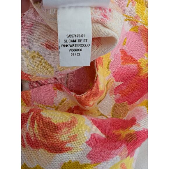 Old Navy Fit & Flare Tie Shoulder Linen Blend Floral Watercolor Dress Size L new - Picture 8 of 10